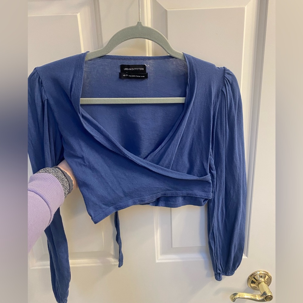 V-Cut Blue Wrap-around Top, Urban Outfiters, XS